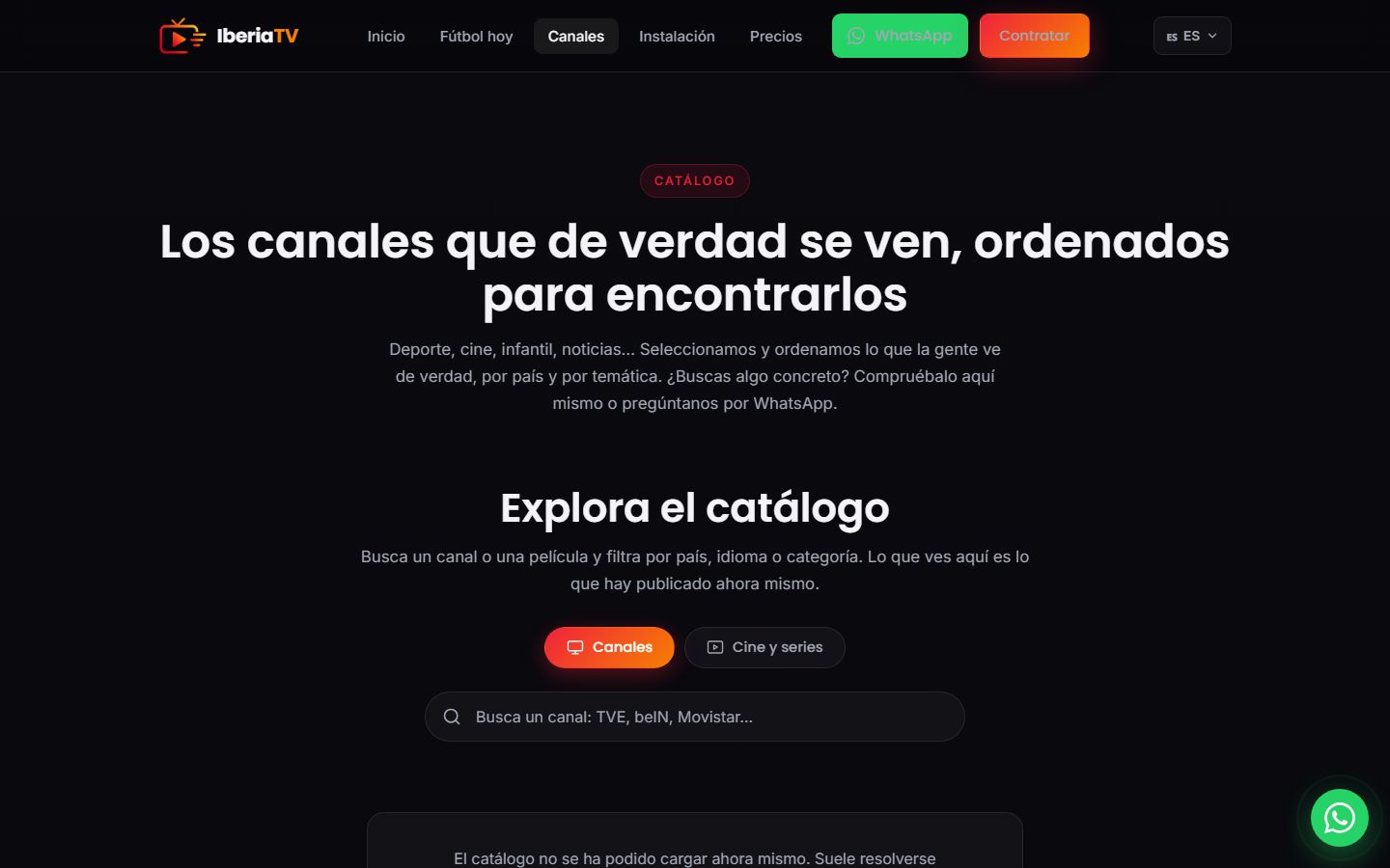 Catálogo de canales de IberiaTV, un buscador construido a medida