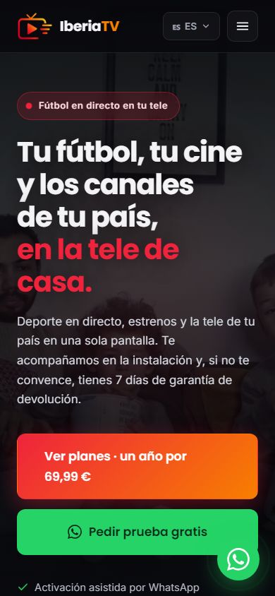 Web de IberiaTV vista en un móvil